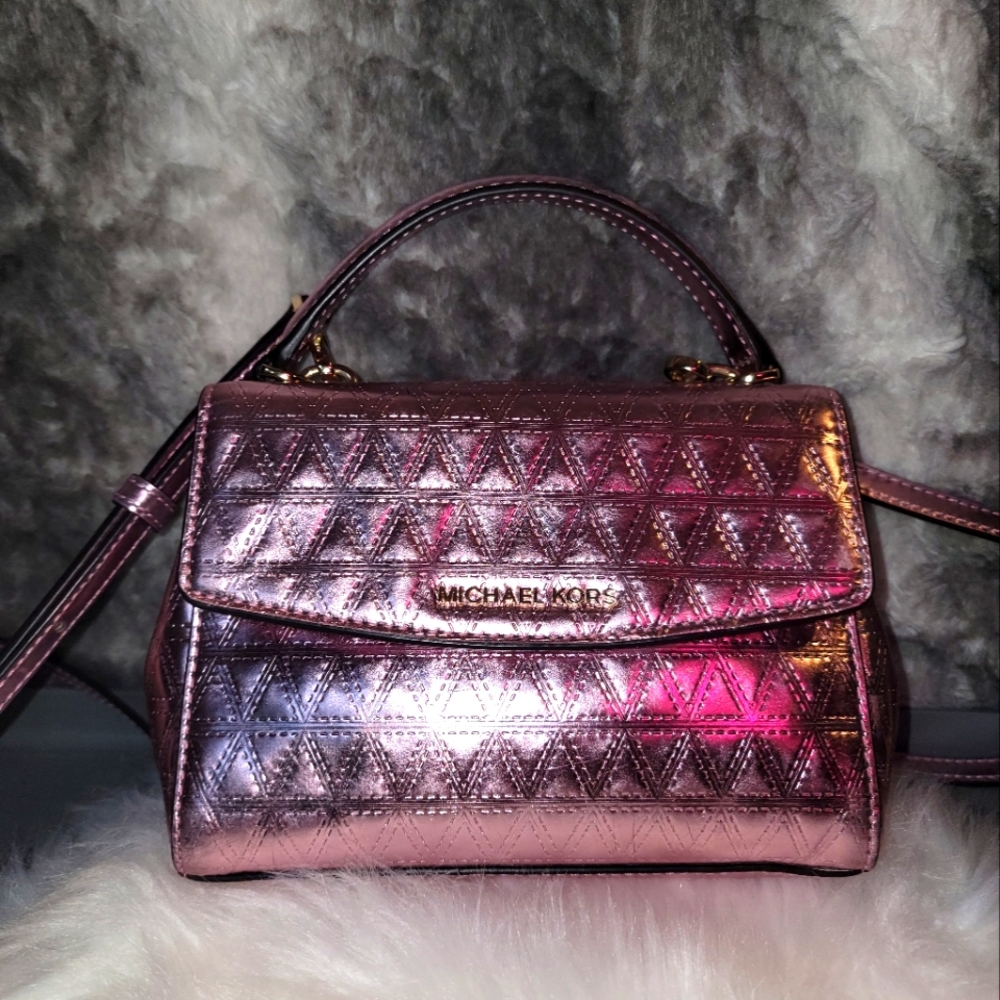 Michael kors metallic pink Eva crossbody bag